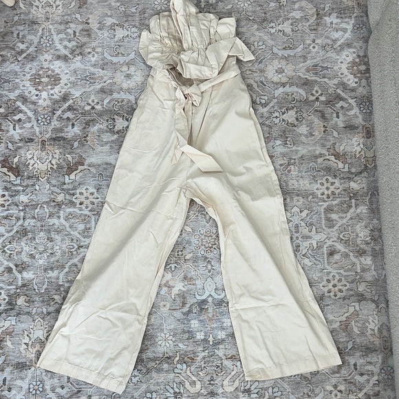Endless Blu Dresses & Skirts - Elegant Cream Ruffle Jumpsuit